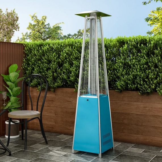 13KW Stainless Steel Patio Gas Heater Freestanding With Wheel, Blue - Livingandhome LG0911 747492407770