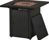 Abrihome - Outdoor Propane/Butane Gas Fire Pit Table, with Lava Rock Stone, steel panel for wicker look MX285515AAA 8173942316521