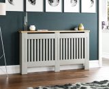 Home Discount - Arlington Radiator Cover MDF Modern Cabinet Slatted Grill, Grey, Large 3331341 5056512961389