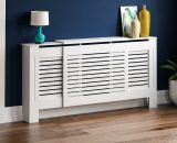 Home Discount - Milton Radiator Cover MDF Modern Cabinet Slatted Grill, White, Adjustable 333598 5056512956712