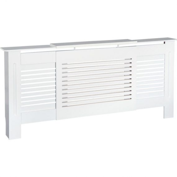 Extendable Radiator Cover Cabinet Slatted Design MDF White Home Office - Homcom 5055974899506 5055974899506