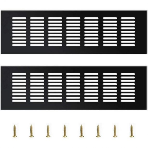 2 Pieces Air Vent Grille Cover,Vent Cover Cupboard Vents Fridge Vent Louvred Wall Vent Grille,Black(30 * 8 * 1.5cm) MMUK03838-HHJ 9771353463088