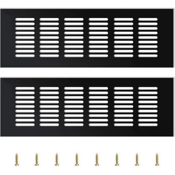 2 Pieces Black Air Vents Grille Cover, Vent Cover Cupboard Vents Fridge Vent Louvred Wall Vent Grille(25 * 8 * 1.5cm) MMUK03837-HHJ 9771353463071