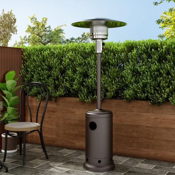 13KW Gas Powered Patio Heater Freestanding With Wheel, Brown - Livingandhome LG0762 742521051788