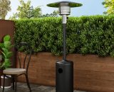 13KW Gas Powered Patio Heater Freestanding With Wheel, Black - Livingandhome LG0763 742521051795