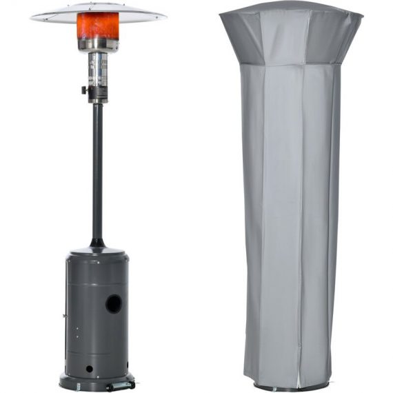 Outsunny - 12.5KW Outdoor Gas Patio Heater w/ Wheels and Dust Cover Charcoal Grey 5056534511982 5056534511982