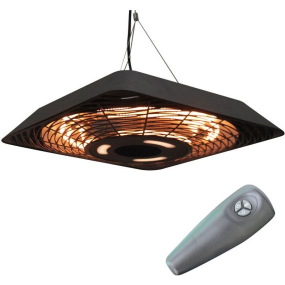 2000W Patio Electric Hanging Ceiling Heater Halogen Remote Aluminium - Outsunny 5056029872789 5056029872789