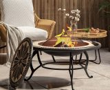Mosaic Garden Grill Fire Pit Table with Poker & Rain Cover, Style b - Livingandhome CX0280 747492488298