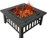 Garden Mile - Garden Fire Pit for Outdoor Heating, Fire pit Black Heat Resistant Powder Coated Brazier – Patio Heater Outdoor Fireplace with Rain FP03 5055959782533
