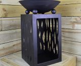 Koopman - 68cm Contemporary Ambiance Black Fire Bowl with Wood Storage FB8200030 8719202098501