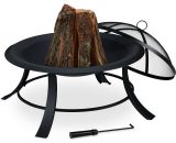 Relaxdays Fire Bowl with Spark Protection Lid and Poker, Ø 73.5 cm, for Picnics on the Garden and Terrasse, Bronze 10032699_0_FR 4052025326999