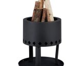 Relaxdays Fire Bowl with Spark Protection, Ø 30 cm, with Poker, for Garden and Terrace, Outdoor Firepit, Steel, Black 10032695_0_GB 4052025326951