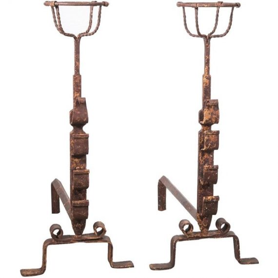 Biscottini - Handmade iron firedogs pair L64xD29xH69 cm F0288-7 1000001320007
