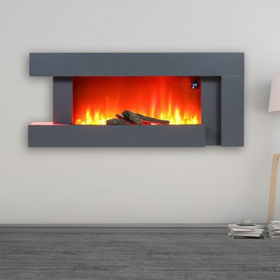 50 inch Large led Standing Electric Fireplace Unique Design 7 Flame Colours with Remote Control - Livingandhome PM1104 747492409989