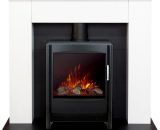 Chester Fireplace in Pure White with Sureflame Keston Electric Stove in Black, 39 Inch - Adam 22160 5021548008025