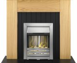 Adam - Chessington Fireplace in Oak with Helios Electric Fire in Brushed Steel, 48 Inch 22671 5056126233094