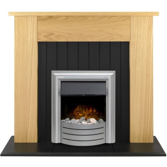 Adam - Chessington Fireplace in Oak with Lynx 3-in1 Electric Fire in Silver, 48 Inch 22669 5056126233070