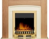 Chilton Fireplace in Oak & Cream with Blenheim Electric Fire in Brass, 39 Inch - Adam 20693 5021548007554