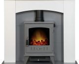 Huxley in Pure White & Grey with Aviemore Electric Stove in Grey Enamel, 39 Inch - Adam 23132 5056126233797