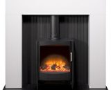 Adam - Innsbruck Stove Fireplace in Pure White with Keston Electric Stove, 48 Inch 22263 5056126238198