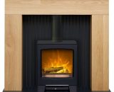 Innsbruck Stove Fireplace in Oak with Lunar Electric Stove in Charcoal Grey, 48 Inch - Adam 24549 5056126239973