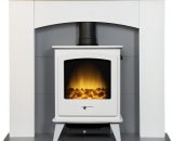 Adam - Huxley in Pure White & Grey with Dorset Electric Stove in White, 39 Inch 23798 5056126238174