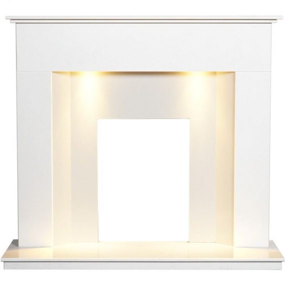 Adam Alora Crystal White Marble Fireplace with Downlights, 48 Inch 23145 5056126233896
