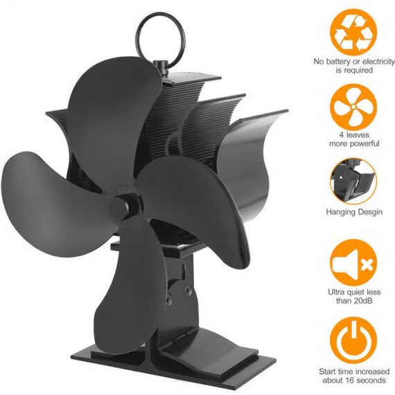 Superseller - Upgrade 4 Blades Heat Powered Stove Fan Stand & Pipe Hanging Dual Way for Wood Log Burning Fireplace Rapid Startup E12532-2|228 805384027564