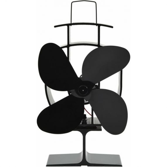 Heat Powered Stove Fan Black 4 Blades - Vidaxl 8719883992709 8719883992709