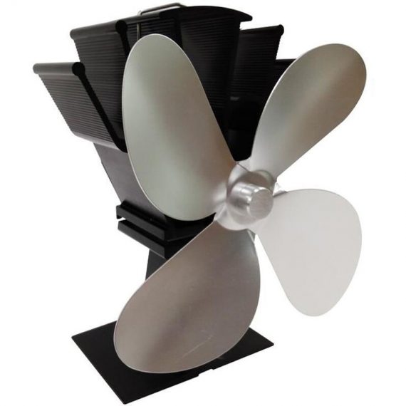 Fireplace fan 4-blade thermodynamic fan, thermoelectric power generation,Silver - Silver E12400S 791304518420