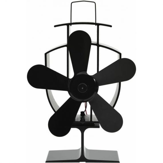 Hommoo - Heat Powered Stove Fan 5 Blades Black DDvidaXL51238_UK