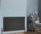 600 x 1190mm Traditional Anthracite Horizontal Cast Iron Style Radiator Triple Column WTG-T600-26A 7425650349171