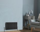 300 x 605mm Traditional Anthracite Horizontal Cast Iron Style Radiator Triple Column WTG-T300-13A 7425650348990