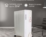 White Oil Filled Radiator 11 Fin 2500W Portable Electric Heater with 24H Timer 422OR-B16TM-11W