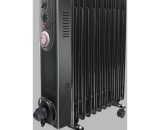 NRG - Oil Filled Radiator 2500W 11 Fin Portable Electric Heater with Timer Gloss Black 422OR-B16TM-11B