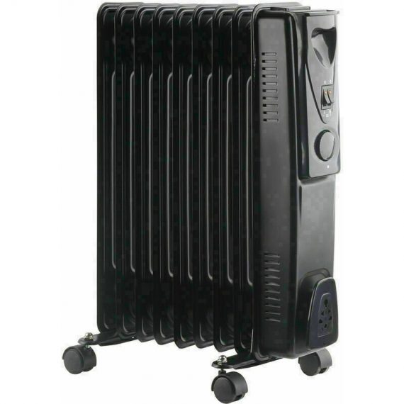 240V Oil Filled Radiator 9 Fin 2000W Portable Electric Heater 3 Heat Thermostat 422OR-A07S-9B