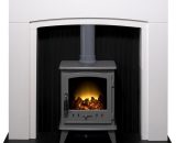 Adam - Siena Stove Fireplace in Pure White with Aviemore Electric Stove in Grey Enamel, 48 Inch 5056126233162 22753