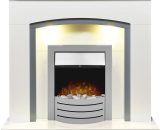 Adam Tuscany Fireplace in Pure White & Grey with Comet Electric Fire in Brushed Steel, 48 Inch 5056126234251 22628