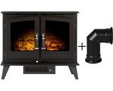 Woodhouse Electric Stove in Black with Angled Stove Pipe - Adam 5021548007189 15124