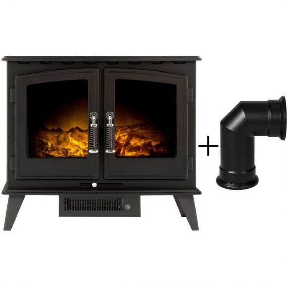 Woodhouse Electric Stove in Black with Angled Stove Pipe - Adam 5021548007189 15124
