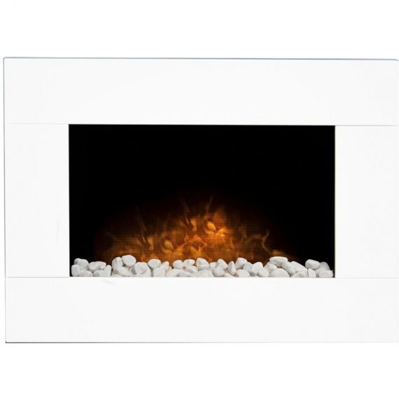 Adam - Carina Electric Wall Mounted Fire with Pebbles & Remote Control in Pure White, 32 Inch 5056126237818 23529