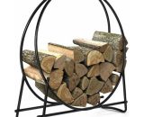 40-Inch Firewood Log Rack Hoop Tubular Steel Wood Storage Holder 6085650598002 OP70487
