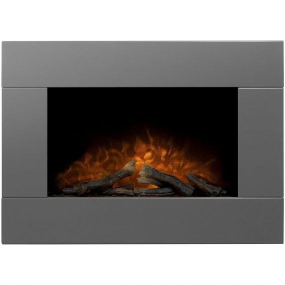 Adam - Carina Electric Wall Mounted Fire with Logs & Remote Control in Satin Grey, 32 Inch 5056126232752 22615