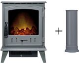 Aviemore Electric Stove in Grey Enamel with Straight Stove Pipe - Adam 5056126233131 22688