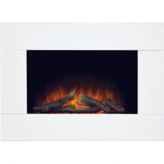 Adam - Carina Electric Wall Mounted Fire with Logs & Remote Control in Pure White, 32 Inch 5056126226881 19961