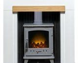 Adam - Salzburg in Pure White & Oak with Aviemore Electric Stove in Grey Enamel, 39 Inch 5056126233155 22691