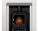 Adam - Salzburg in Pure White & Grey with Aviemore Electric Stove in Black, 39 Inch 5056126233292 22739