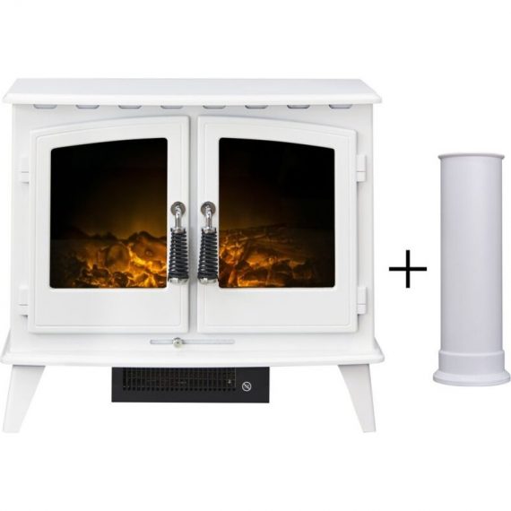 Adam Woodhouse Electric Stove in Pure White with Straight Stove Pipe in Pure White 5056126234947 22970