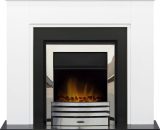 Adam - Greenwich Fireplace in Pure White & Black with Eclipse Electric Fire in Chrome, 45 Inch 5056126224931 21809