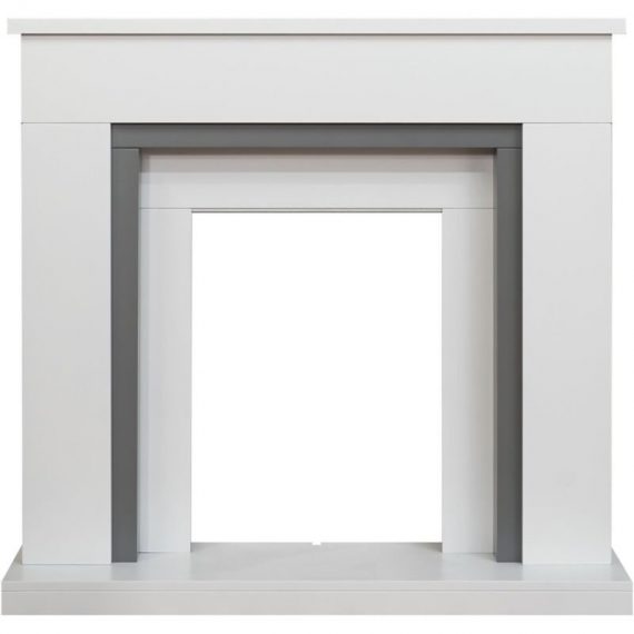 Milan Fireplace in Pure White & Grey, 39 Inch - Adam 5056126237948 23745